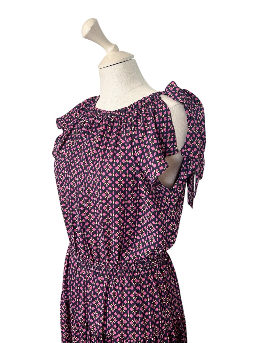 NWT Banana Republic Shirred Neck Drop Waist Midi Dress - Picture 6 of 12